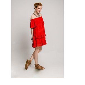 Muche Et Muchette Red Boho Dress Size OS All S/M/L